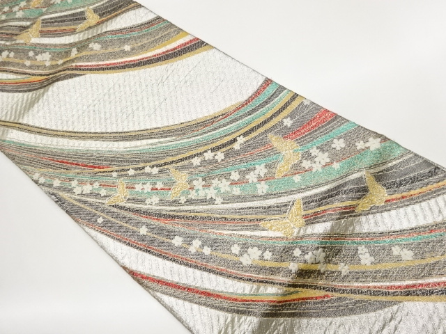 JAPANESE FUKURO OBI / WOVEN WAVY STRIPE